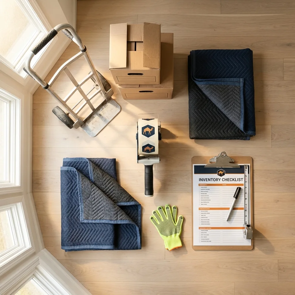 Professional moving supplies and packing materials layout for Merrimack residential relocations